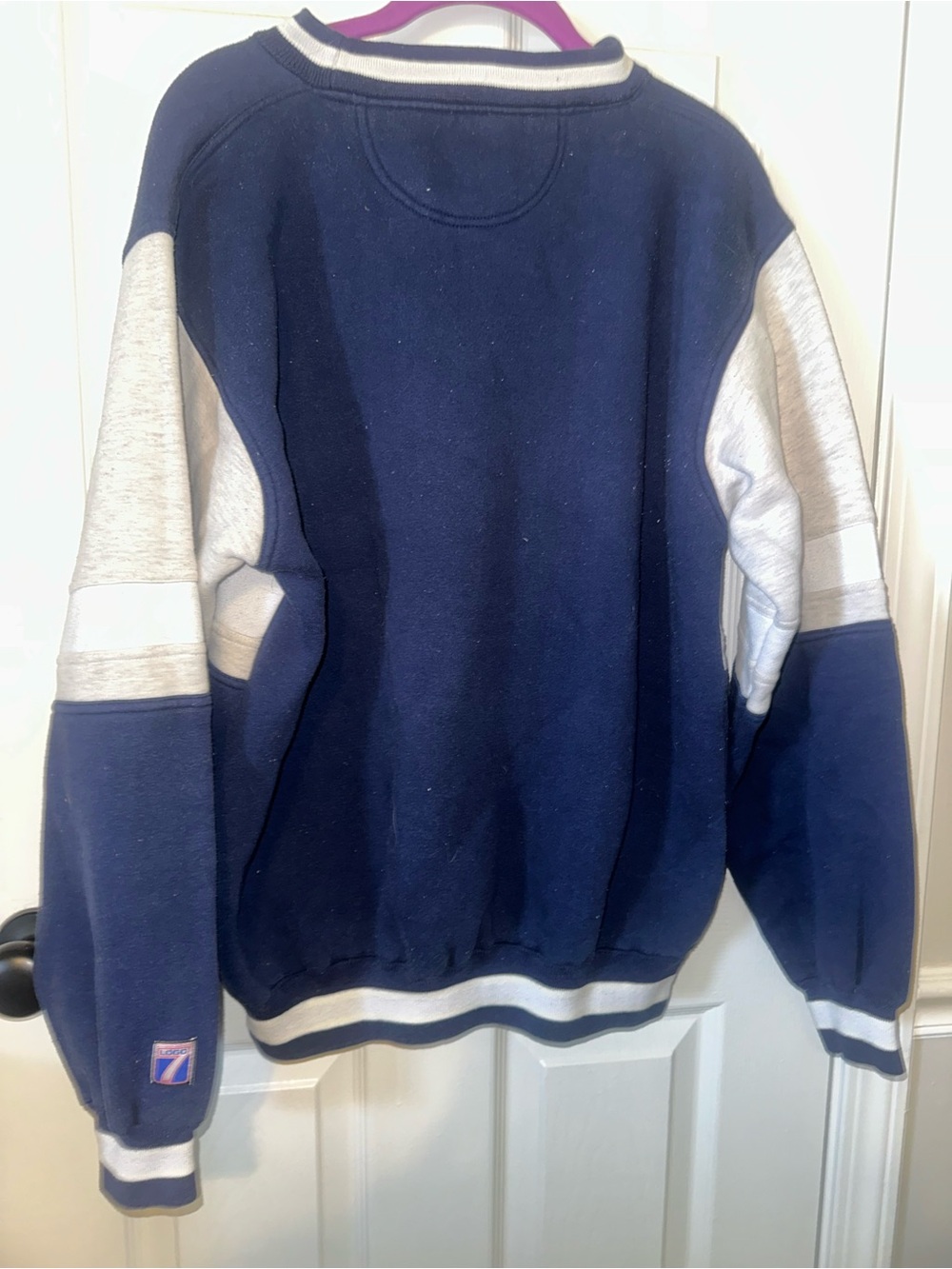 LOGO 7 Men's Navy and White Dallas Cowboys Crewneck Sweatshirt - Picture 2 of 3